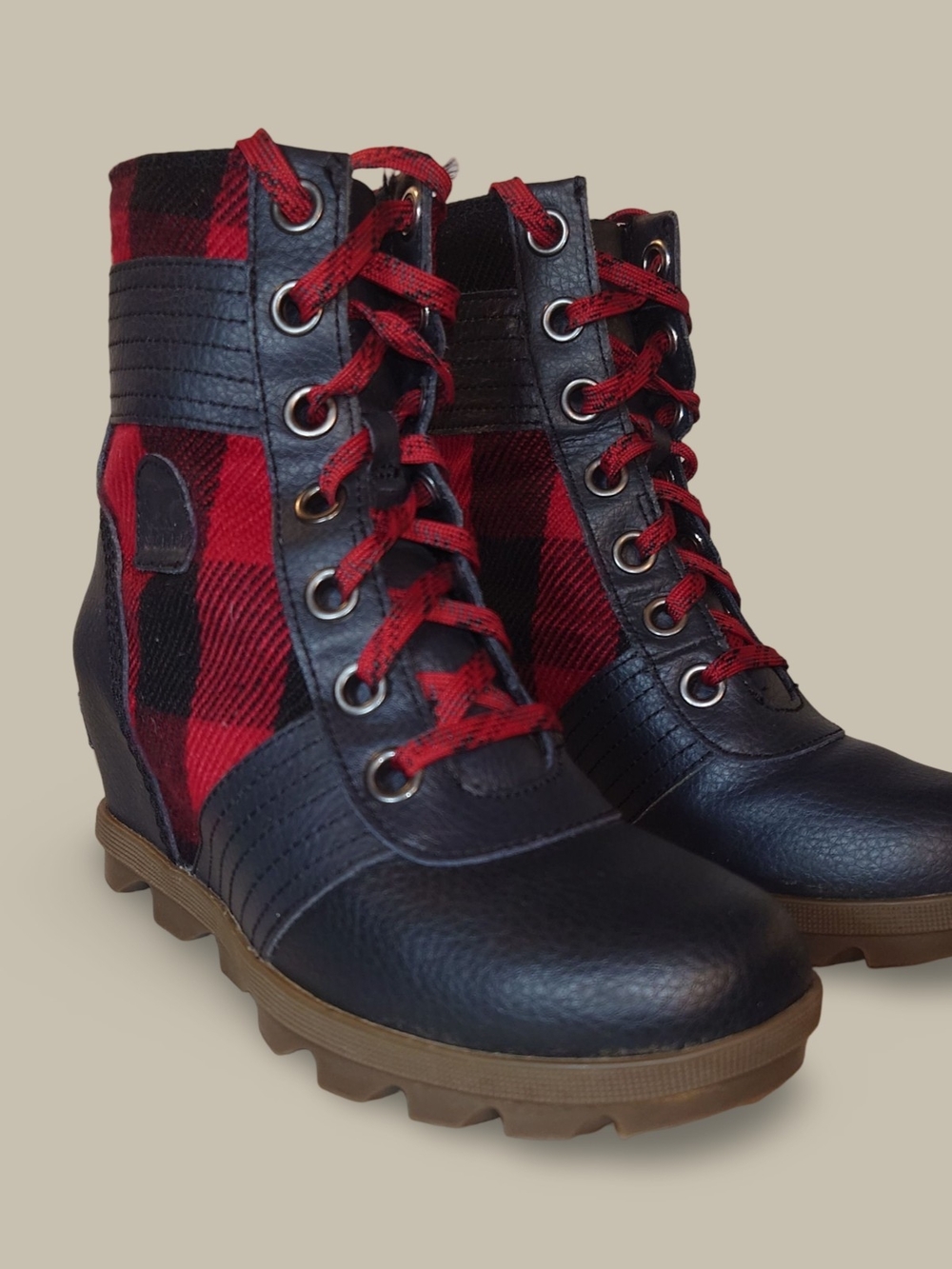 Sorel Youth Lexie Wedge Plaid Ankle Boot Size 3